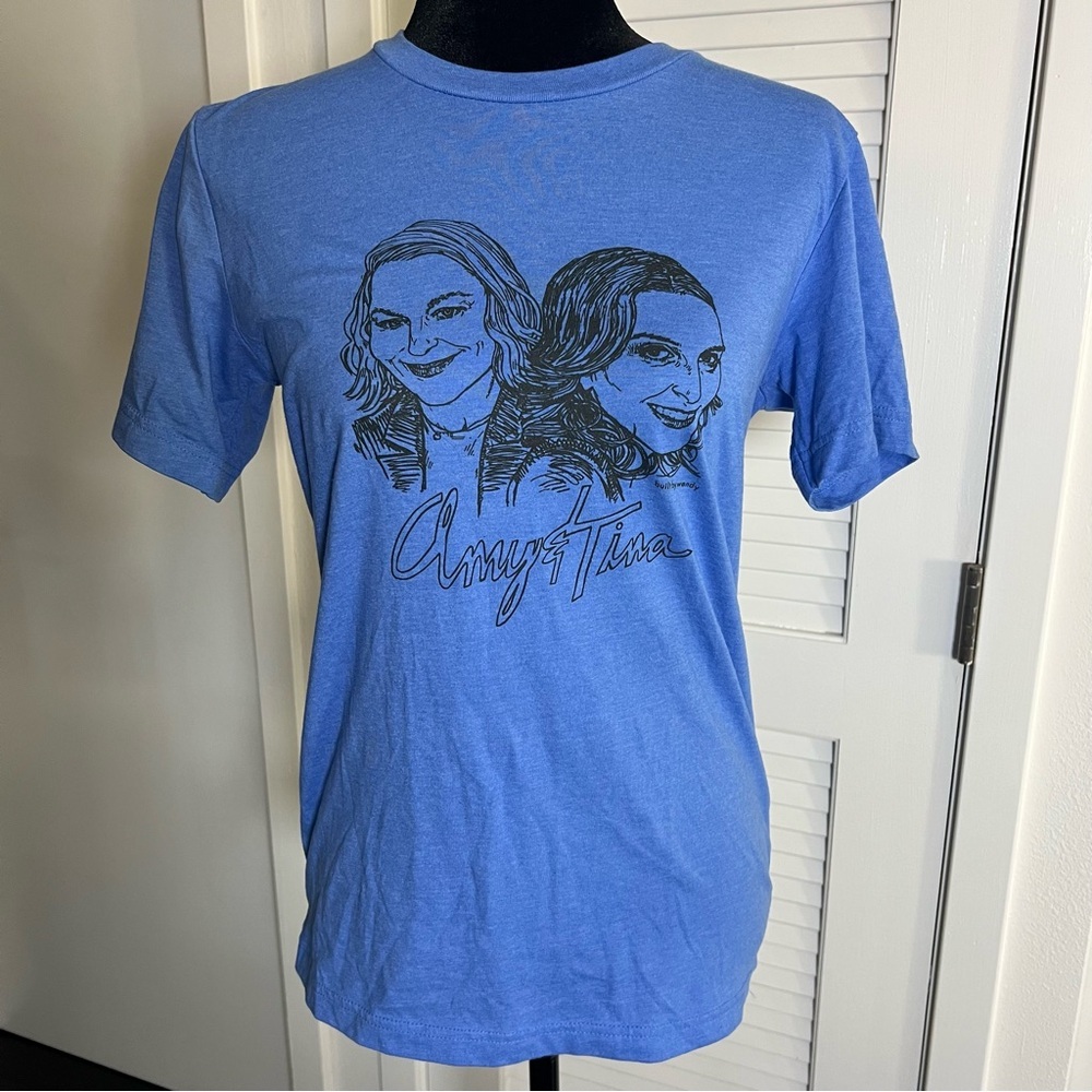 Amy Poehler‎ Tina Fey Blue Tour Souvenir Tee T-Shirt Amy and Tina Size Small